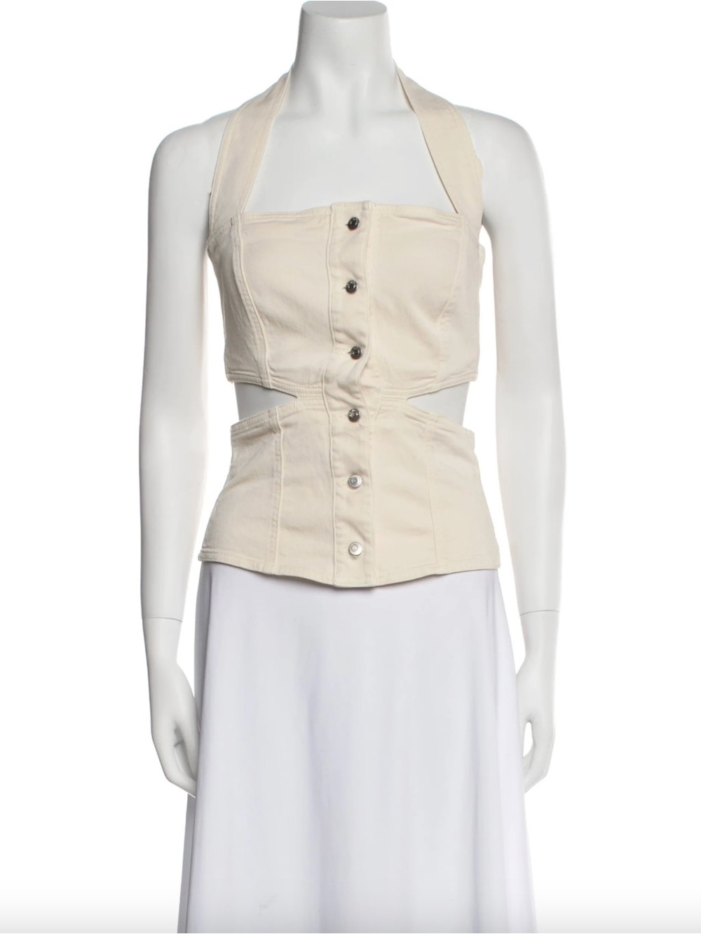 Nanushka Sleeveless Halter Button-Front Top (Great Condition)
